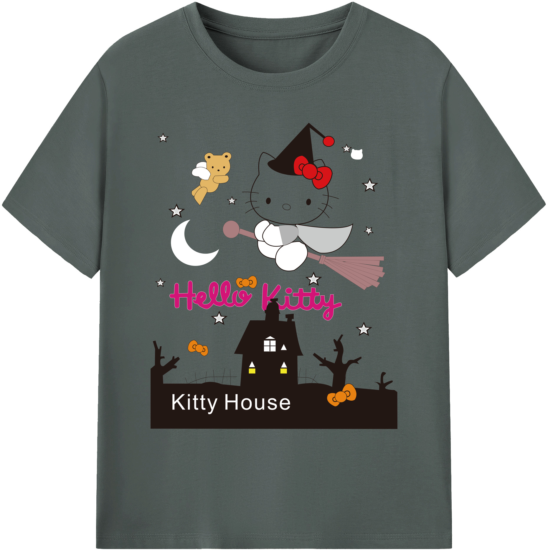 （画像用） Hello Kitty ハローキティ 綿100％ メンズ半袖Tシャツ｜肌触りやわらか＆通気性